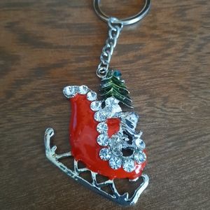 Silver-Tone Christmas Sleigh Key Chain